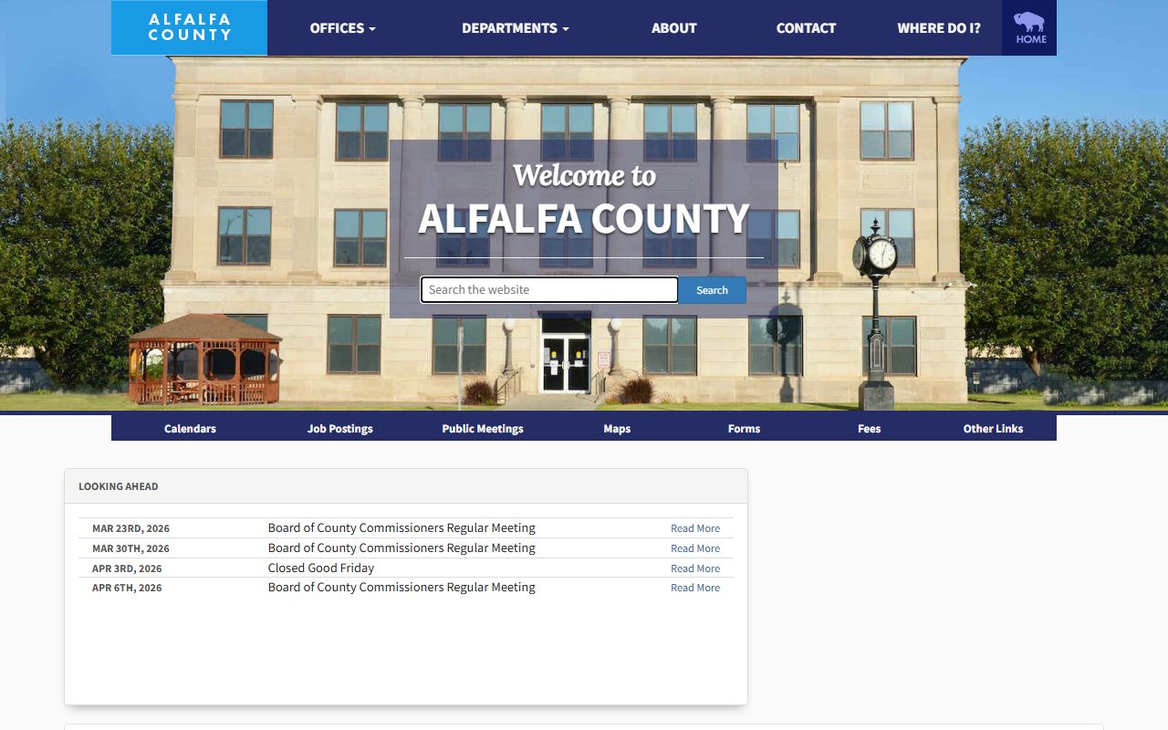 Alfalfa County government website for divorce decree records
