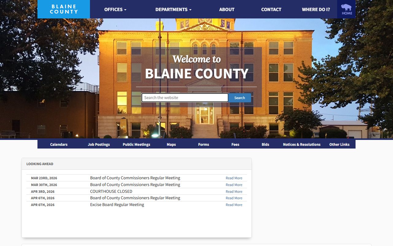 Blaine County government website for divorce decree records