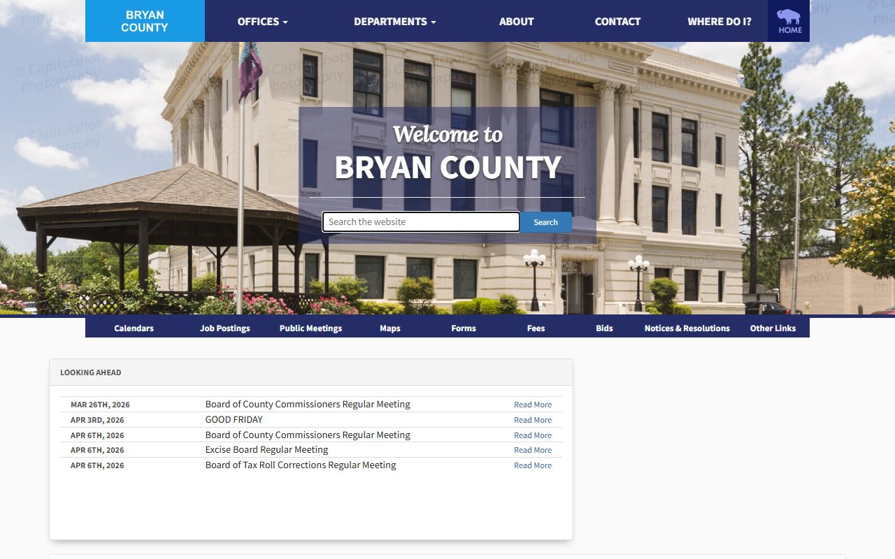 Bryan County government website for divorce decree records in Durant