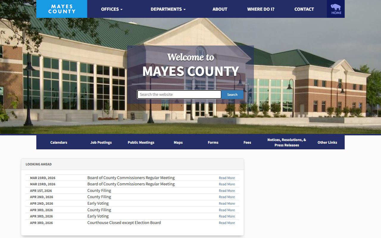 Mayes County government website for divorce decree office contacts