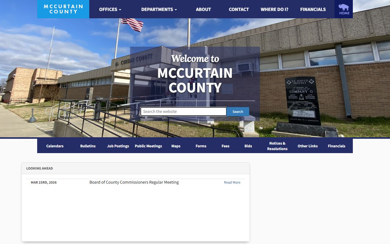 McCurtain County government website for divorce decree office contacts