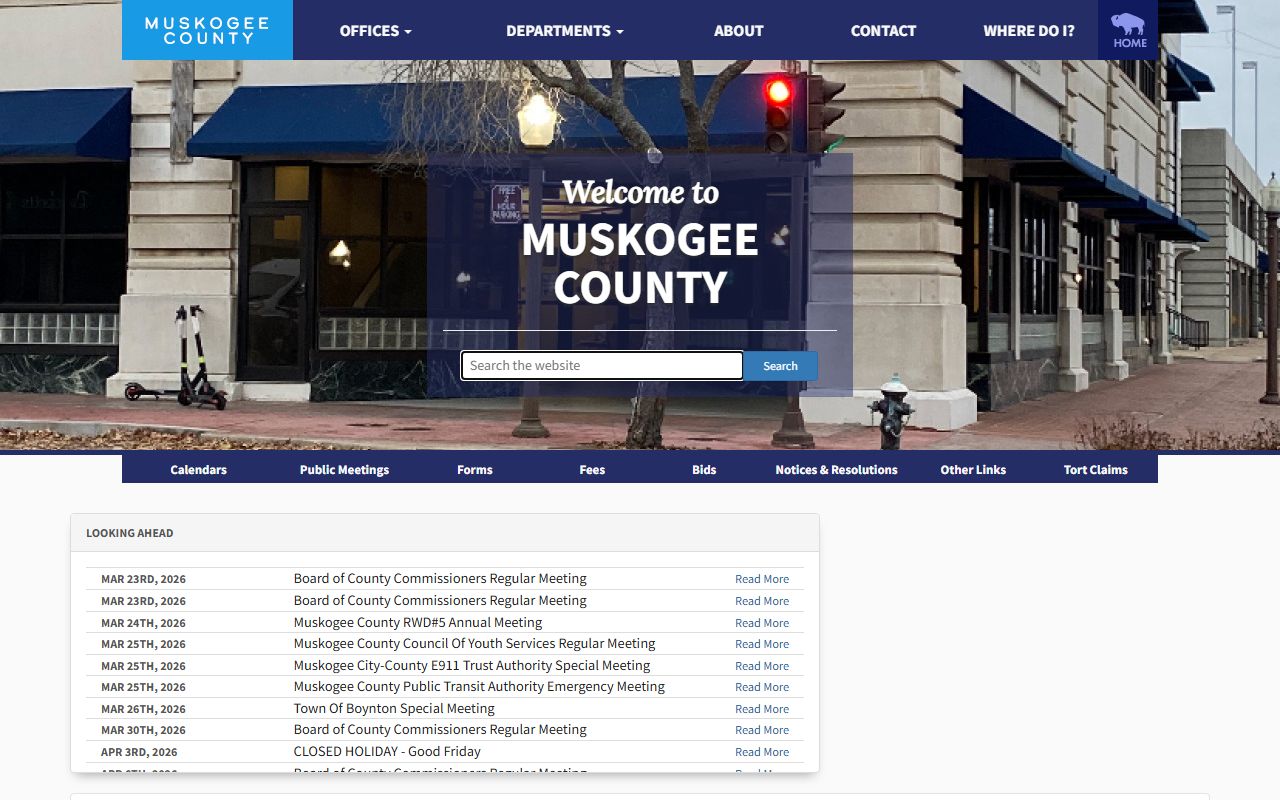 Muskogee County government website for divorce decree records and court clerk information