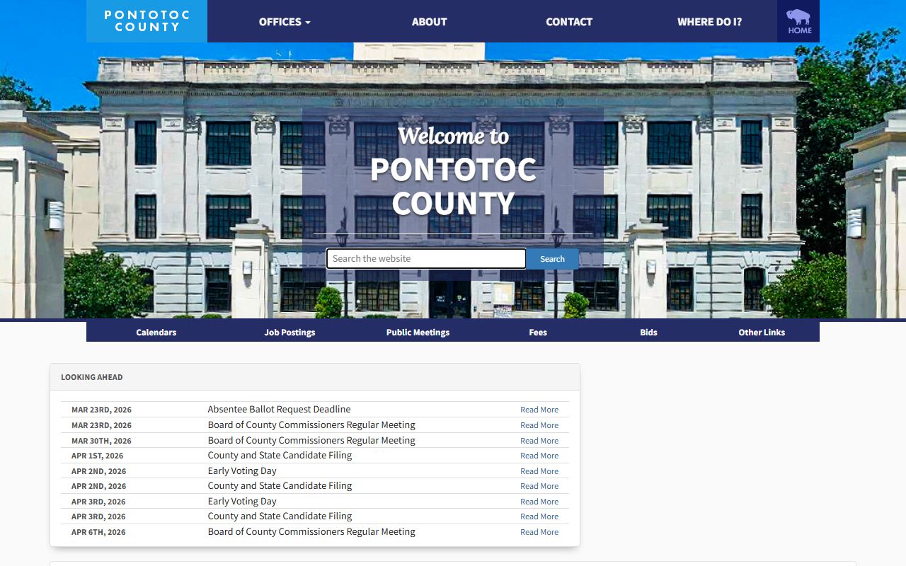 Pontotoc County government website for court clerk and divorce records