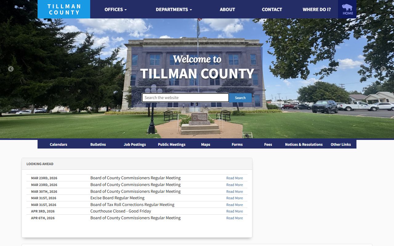 Tillman County Oklahoma government website for divorce decree records contact information