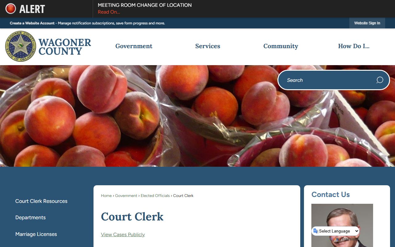 Wagoner County Court Clerk website for divorce decree records