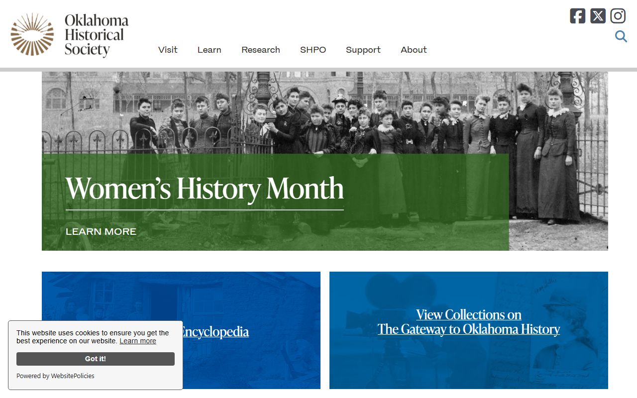 Oklahoma Historical Society website showing statewide historical records separate from Tulsa County current divorce decree files